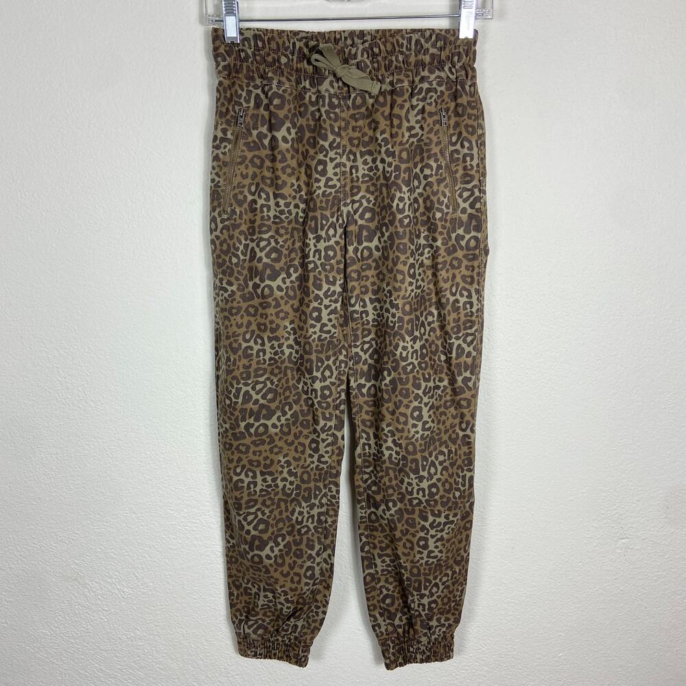 Aritzia Tna Alix Pants Size XXS‎ Leopard Print Joggers Brown Cotton Zip Pockets